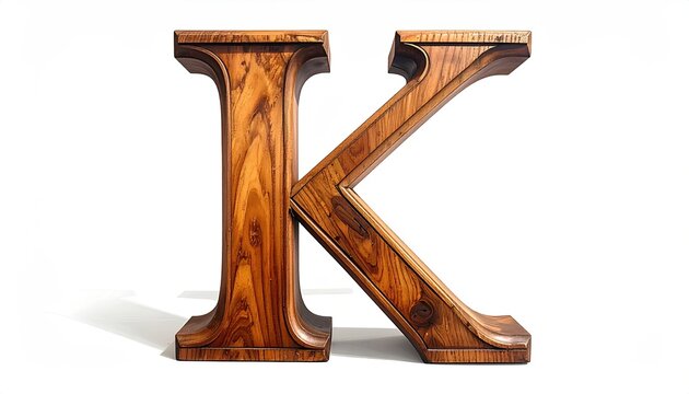 Wooden Letter K with Rich Grain and Shadow