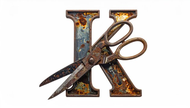 Rusty Scissors Overlapping Rusted Letter X