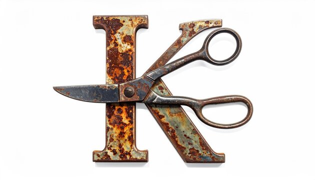 Rusty Scissors Across Large Letter K