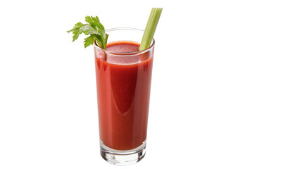 Fresh alcoholic bloody mary cocktail glass garnished with celery stem isolated on transparent background © James