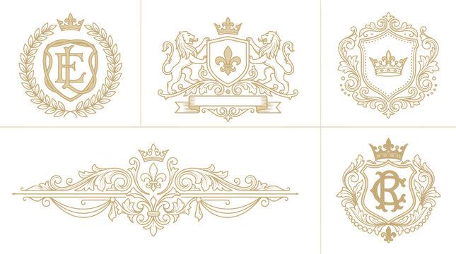 Monogram Emblems & Crests - Luxury Royal Heraldic Design Collection