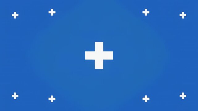 Abstract blue background with repeating white plus signs and small white dots in a seamless pattern
