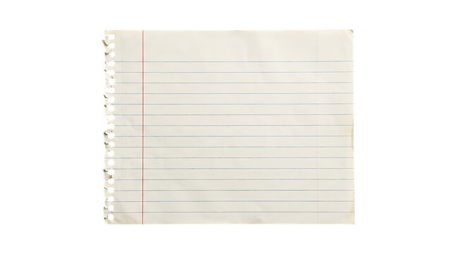 Minimalistic notebook page with simple black lines isolated on white background