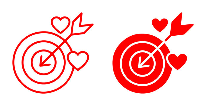 Target and achievement icon with arrow heart symbols for goals motivation success and business strategy PNG.