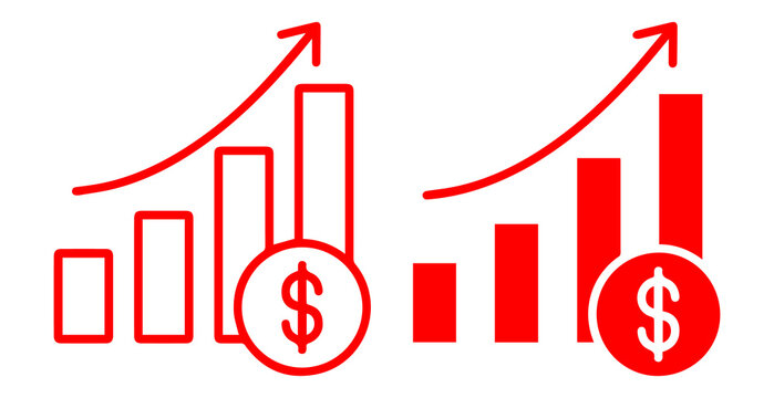 Business growth and financial success chart with rising arrow and dollar coin symbol for investment profit and wealth increase PNG.