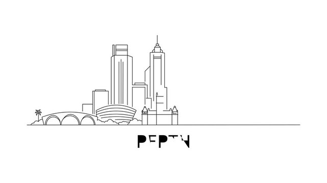 Simple line drawing of Perth's skyline