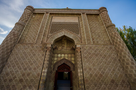 Facade of the Aisha Bibi Mausoleum in Kazakhstan