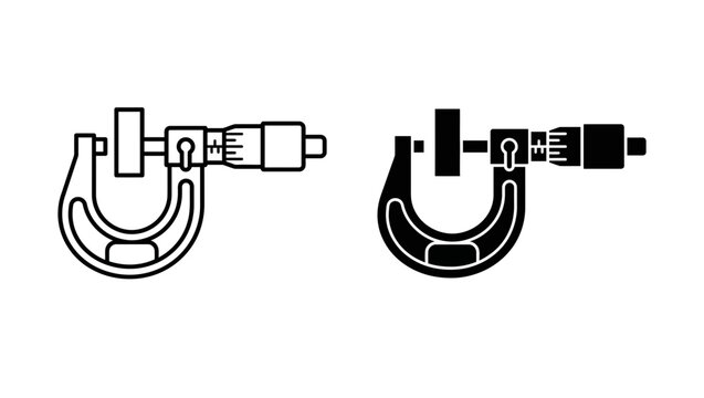 Set of Micrometer Icons for Precision Engineering Measurement