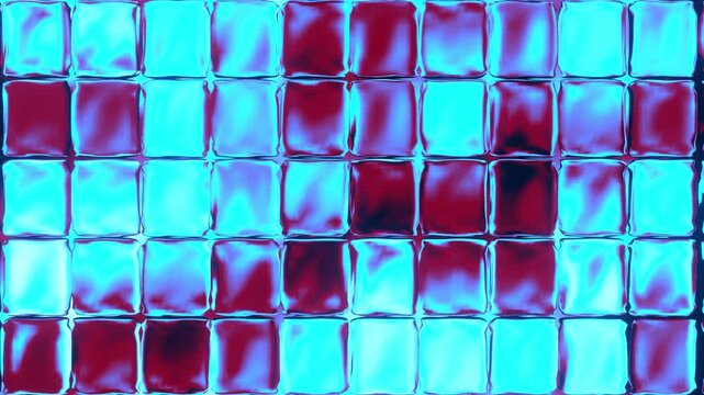 Glass square wall background blue with dark red VJ seamless loop for party