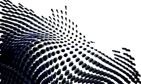 Abstract 3d dark blue dots wave pattern isolated on transparent background