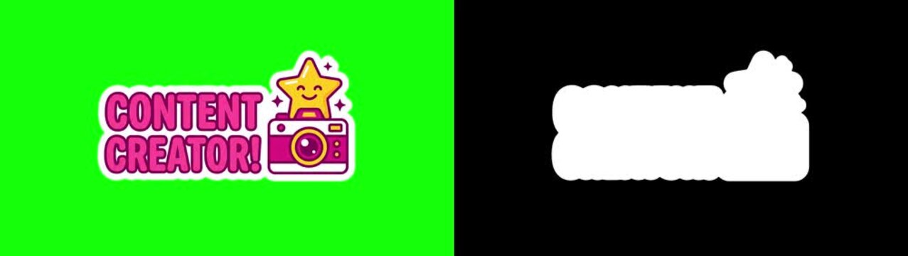 Content creator and influencer sticker pack collage, stop motion animation on green screen