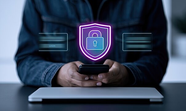 Digital security a person logs into a secure system on their phone