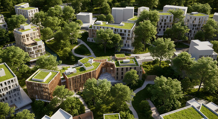 Fototapeta premium Sustainable urban green city masterplan layout.