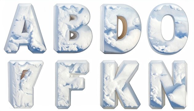 Snowy Block Letters Alphabet a to M