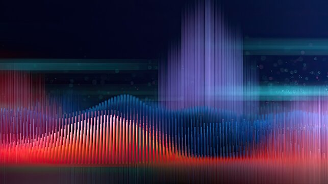 Abstract audio visualization with vibrant colors and digital lines