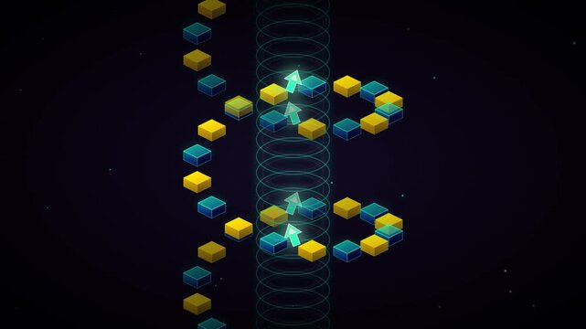 Surreal business growth concept with infinite loop stairs and professional office worker