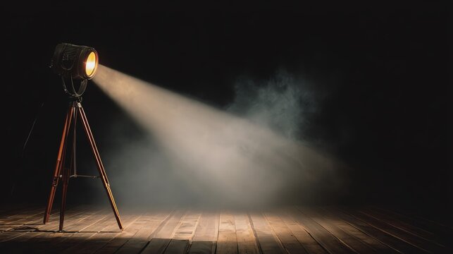 Focused spotlight illuminating a dark stage.