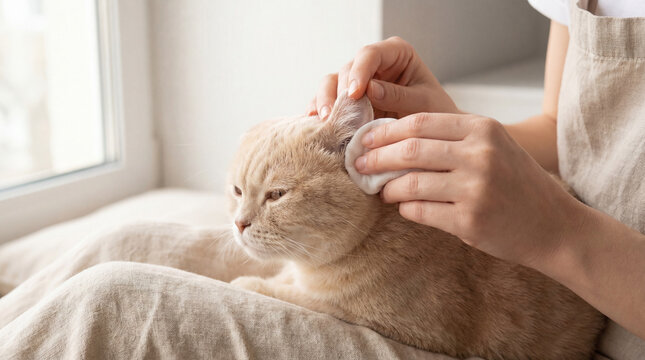 Cat receiving veterinary care in veterinary clinic, realistic animal lifestyle scene exploring animal behavior, responsible care, companionship, wellbeing, humane values, education, modern lifestyle