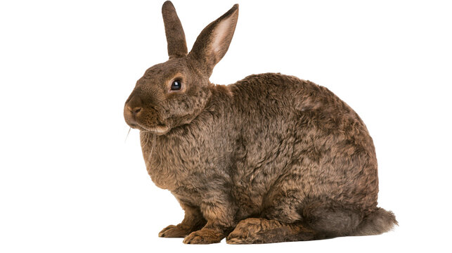 Brown Rex rabbit with curly fur sitting