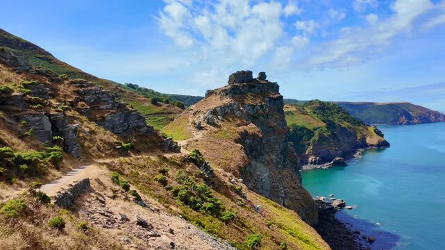 The valley of the Rocks on the south west coast path, , Exmoor National Park , Devon, UK