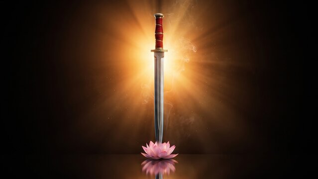 Durga Khadga &ndash; Sacred Sword and Lotus in Divine Light.