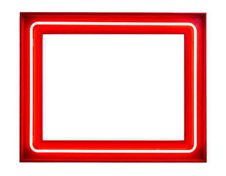 Roter Neonrahmen isoliert auf transparentem Hintergrund 