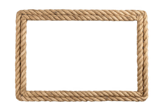 Rectangular frame made from thick twisted beige rope