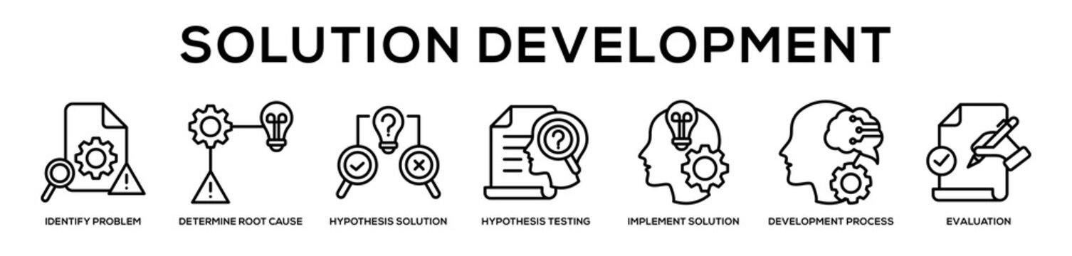Solution Development web banner icon illustration concept