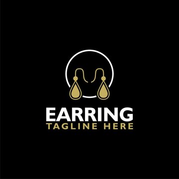 Earring logo icon isolated on black background