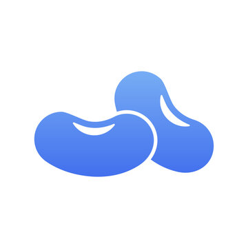 Blue bean vector icon on white background