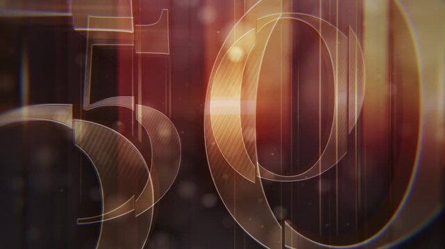 Elegant 3D golden number 50 animation. Smooth camera reveal, realistic reflections. Perfect for 50th anniversaries, top 50, corporate milestones or 50% off sales. High-quality render