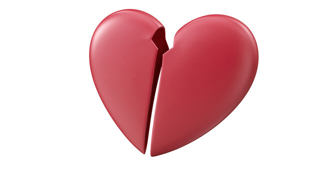 Red broken heart shape with a crack