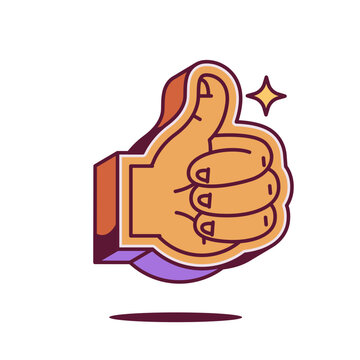 good job finger gesture with trends color style for sticker and printable