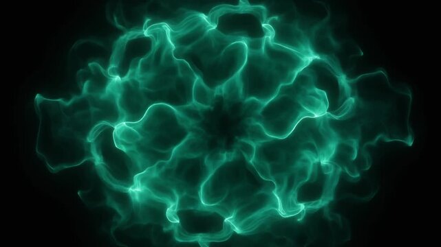 Emerald plasma blooming outward with luminous tendrils