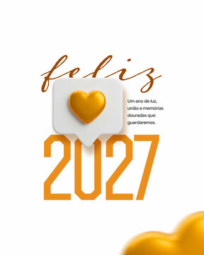 Feliz Ano Novo 2027 Brinde Social Media Post Card