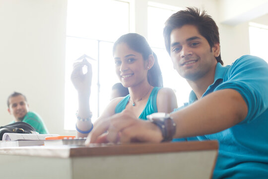 Portrait of college students fooling around