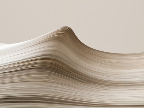 Abstract flowing layers of light brown paper create a gentle wave shape