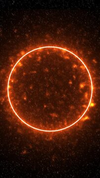 Vertical Fiery Solar Eclipse Animation &ndash; Burning Plasma Ring on Starfield Background, Glowing Cosmic Halo, Seamless Loop 4K Vertical Motion Graphic with Alpha