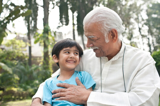 Grandfather and grandson enjoying