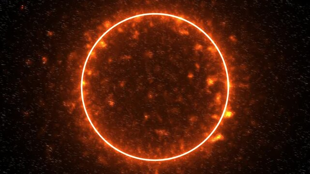 Fiery Solar Eclipse Ring Animation on Space Background &ndash; Glowing Plasma Halo, Burning Sun Corona, Cosmic Energy Portal, Seamless Loop 4K Motion Graphic with Alpha