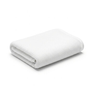 Folded white microfiber cleaning cloth isolated on white background