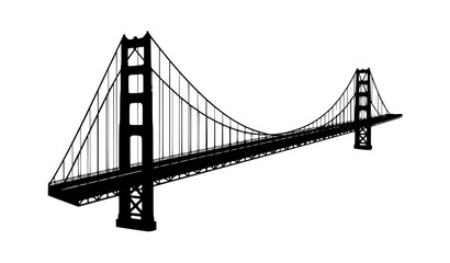 Fototapeta premium Golden Gate Bridge San Francisco Vector Silhouette Illustration For California Tourism Vacation Graphics Regional Travel Posters And American Landmark Branding