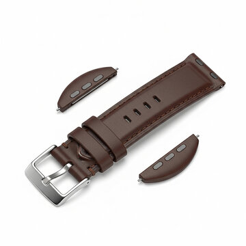 Brown leather watch strap with interchangeable adapters