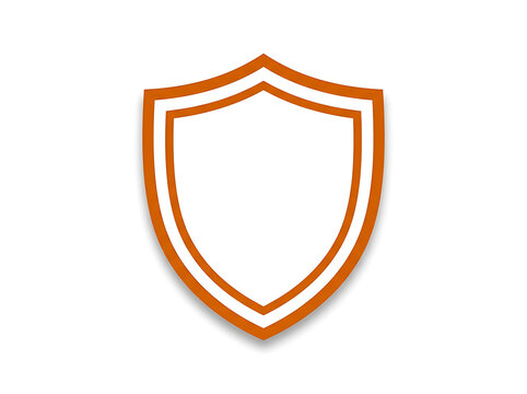 Orange shield icon isolated on white background