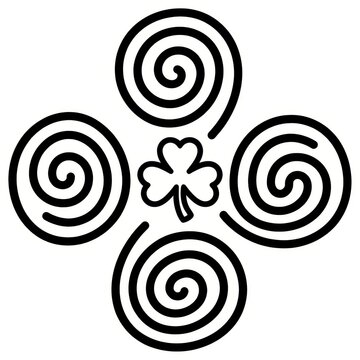 Celtic spiral symbol with shamrock