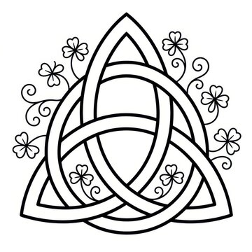 Celtic knot with shamrocks on transparent background