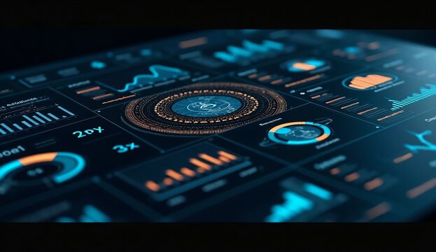 Dark enterprise AI governance interface visualizing model risk privacy compliance data lineage and responsible artificial intelligence oversight