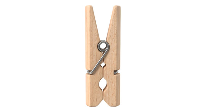 Wooden clothespin on transparent background