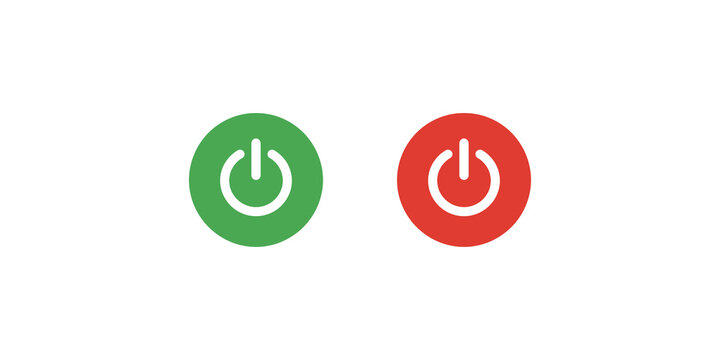 Green and red power button icons on a transparent background.