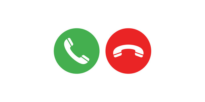 Green accept call icon and red reject call icon on transparent background.